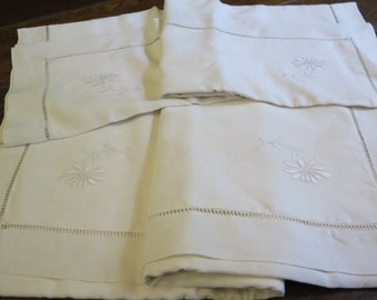 Set of 2 pillowcases embroideries . daisies ; openwork ; vintage france. handmade