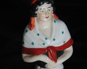 Delicate GIPSY -Half Personage Porcelain Vintage from Germany- Beginning XXth- for Lamp- Jewellery Box