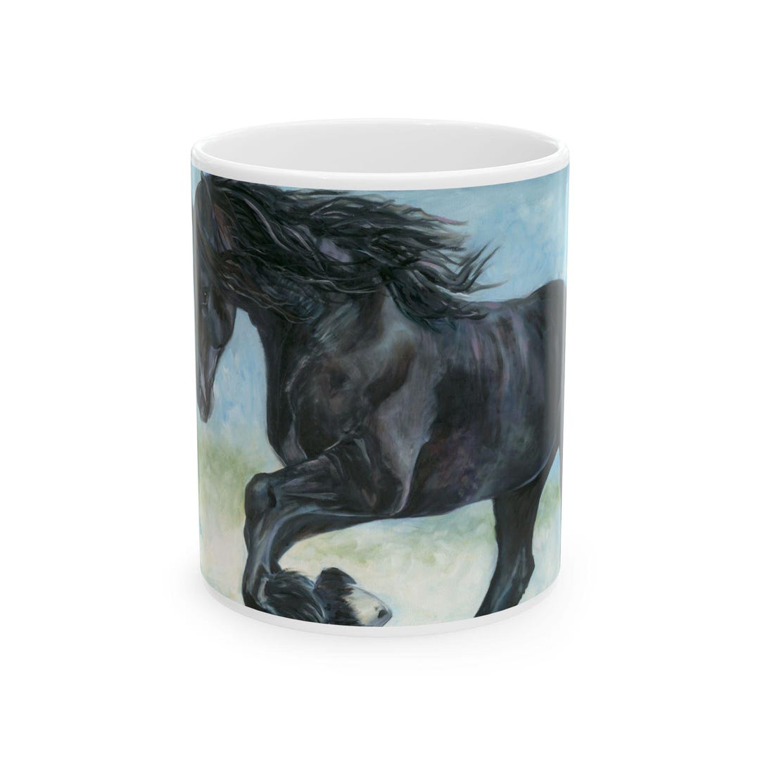 Expressive Horse Art Mug | Friesian Horse Coffee Cup | Meaningful Gift ...