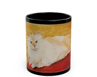 Tazza artistica con gatto espressivo / Tazza da caffè con gatto himalayano / Regalo significativo