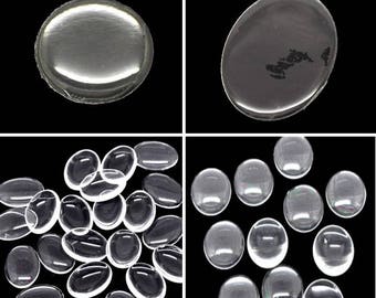 10 Cabochons ronds ou ovales, résine ou verre, tailles à choisir de 12 à 40mm