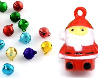 Grelots, 2  modèles au choix :  7 Grelots Père Noel ou 50 clochettes multicolores