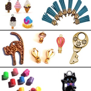 10 Models! Set of gold, copper, colored charms! Cat, pompoms, treats ... It&#39;s up to you to choose