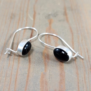 Black Onyx Sterling Silver Earrings: Lightweight Kidney Wire