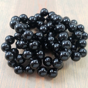 Hand Knotted Black Onyx Necklace: 8mm Round Bead, 36 Inch Endless Strand