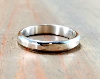 Chunky Sterling Silver Thumb Ring, US Size 10 1/4, Unisex / Mens Affordable Wedding Band, Narrow Thin 4mm Wide Hammered Textured Midi Ring