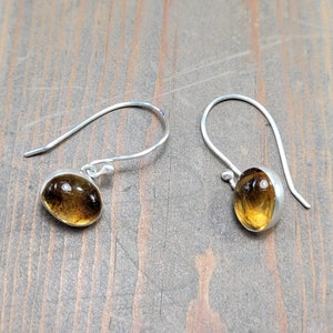 Dainty Citrine Sterling Silver Dangle Earrings, November Birthstone Jewelry
