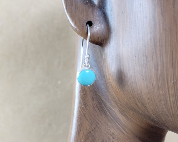 Small Blue Turquoise Earrings With Sterling Silver Fish Hook Ear Wire,  Lightweight Everyday Jewelry, French Wire Gemstone Dangles, Drops -   Canada