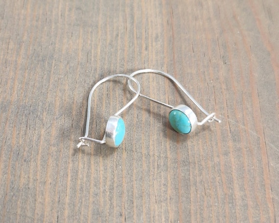 Kingman Turquoise Earrings: Sterling Silver Kidney Wire, December Birthstone