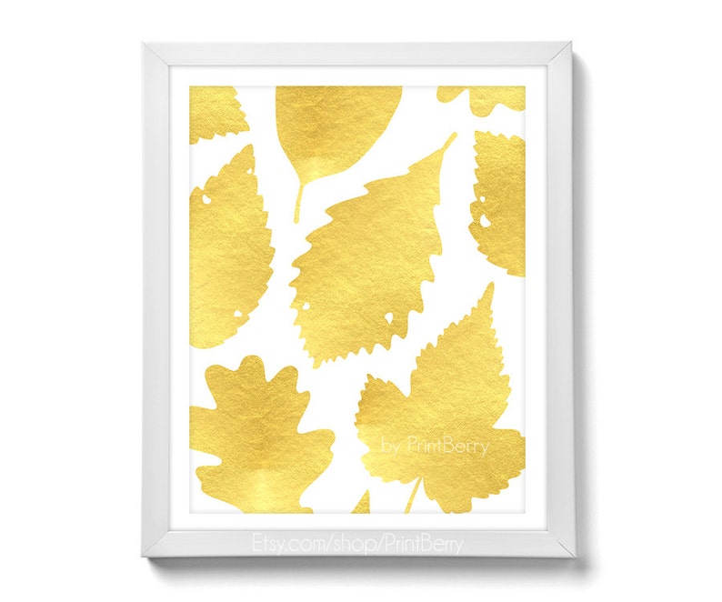 Gold Leaf Art Printable Leaf Art Gold Leaf Print Fall Leaves Etsy