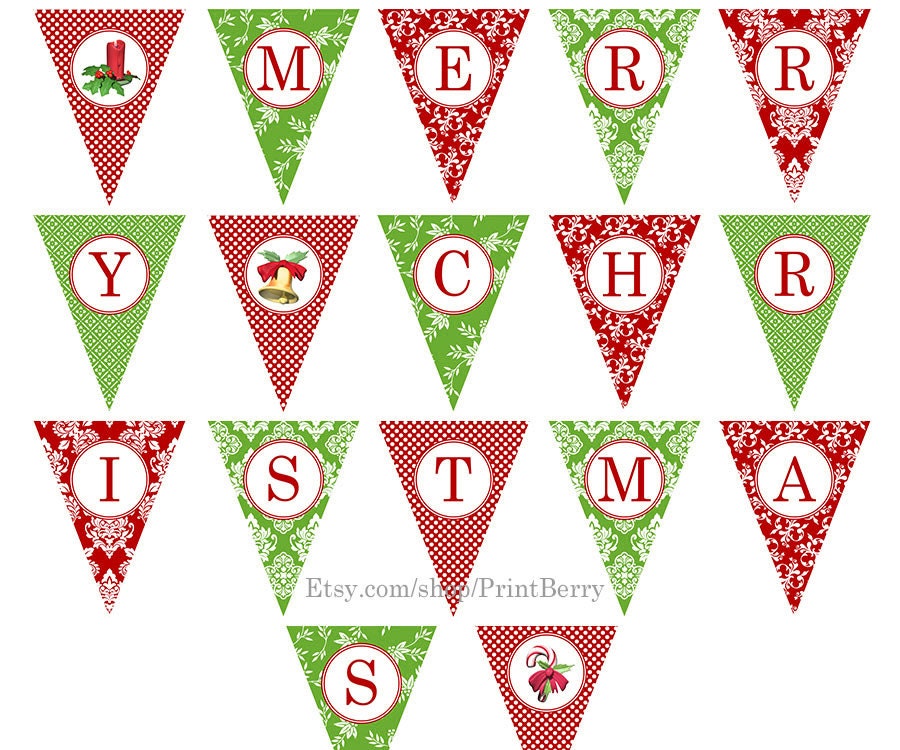 Christmas Printable decor Christmas banner Christmas garland | Etsy