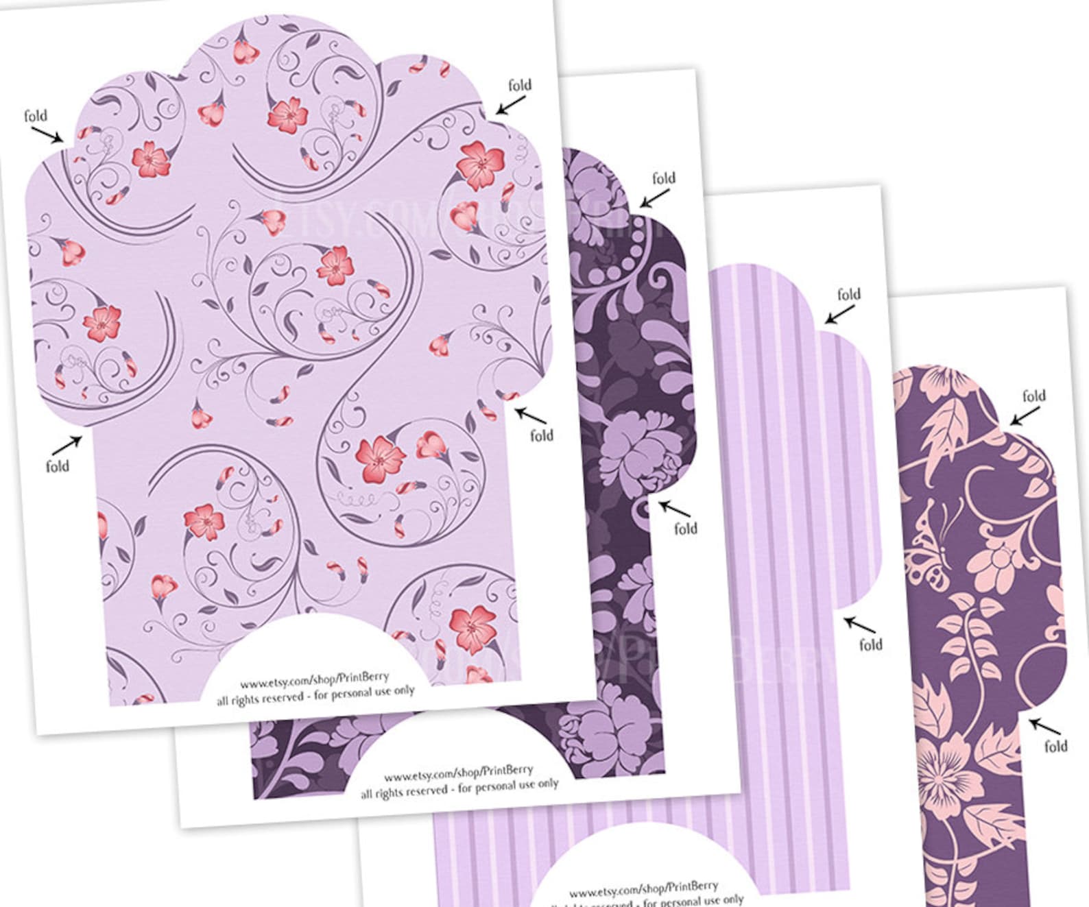 Printable Envelope Template Purple Floral Envelopes 4x6 | Etsy