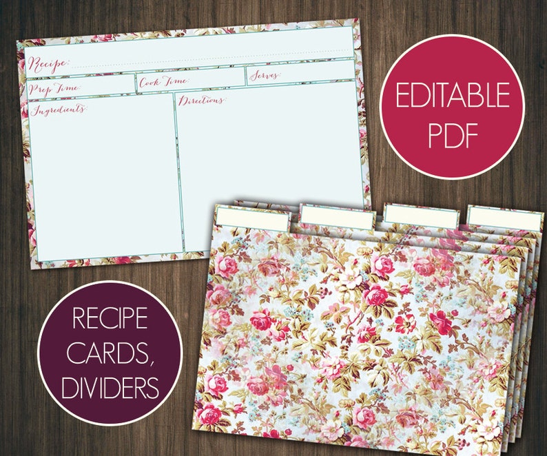 Editable recipe cards divider 4x6 Recipe cards printable Etsy
