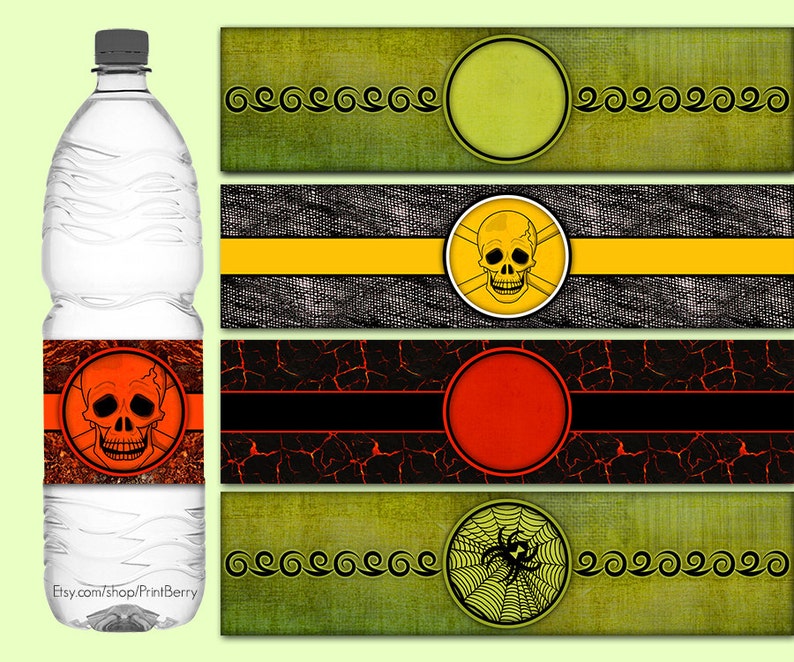 Printable Halloween Water Bottle Labels Scary Halloween Etsy