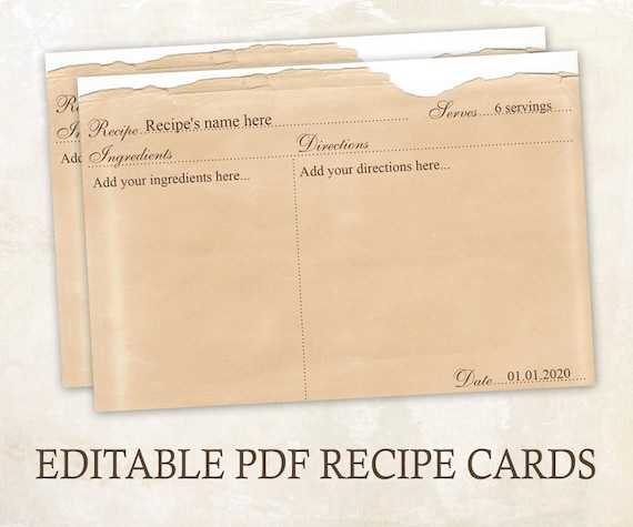 editable recipe cards 4x6 rustic recipe cards editable pdf printable recipe cards template recipe printable recipe template old paper recipe card size standard