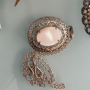 Silver and Mother of Pearl Shell Filigree Necklace