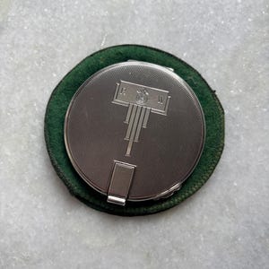 Vintage 1940s Art Deco Style Solid Sterling Silver Hallmarked Powder Compact