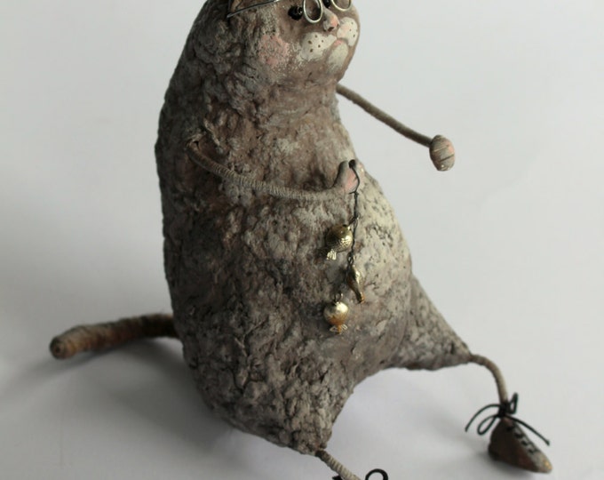 Papier Mache Cat Figurine Papier Mache Art Doll Papier Mache Etsy