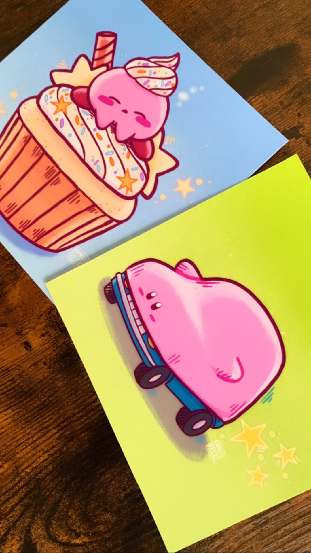Car Kirby and Cupcake Kirby Art Print Poster Decor Wall Etsy