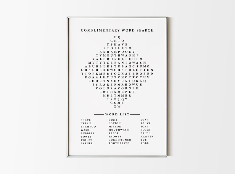 Printable Art Funny Bathroom Art Print Word Search Large Etsy