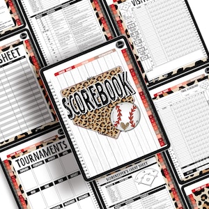 Digital Softball & Baseball Sports Scorebook - for GoodNotes App | 25 Games | LEOPARD DIAMOND BASEBALL