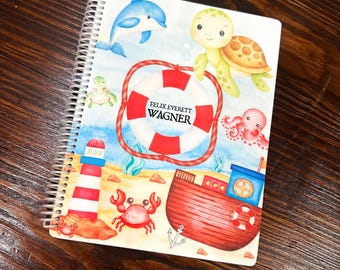 Handcrafted Baby Book | Boy or Girl Baby Book | NAUTICAL OCEAN