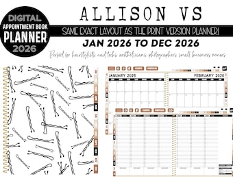 2026 Digital Appointment Book | Allison Version Layout | BOBBY PIN