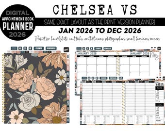 2026 Digital Appointment Book Planner | KBD Exclusive Chelsea Version Layout | Jan to Dec 2026 | CLAIRE FLORAL