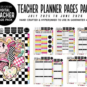 2025/2026  Digital Teacher Planner Pages Pack - Handcrafted and hyperlinked for GoodNotes App -  AZ RETRO TEACHER
