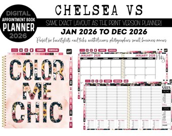 2026 Digital Appointment Book Planner | kbd Exclusive Chelsea Version Layout | Jan to Dec 2026 | COLOR ME CHIC