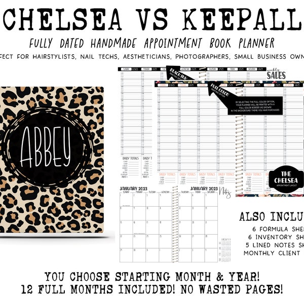 2024 Chelsea VS Keepall Appointment Book | Handcrafted Print Planner | 12 Full Months - You choose starting month & year | LIGHT LEOPARD