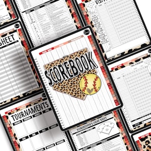 Digital Softball & Baseball Sports Scorebook - for GoodNotes App | 25 Games | LEOPARD DIAMOND SOFTBALL