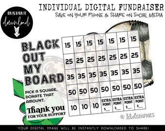 Handcrafted Individual Fundraiser - Black Out My Board - Soccer fundraiser - Digital Download - PEACE LOVE SOCCER