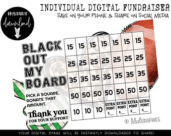 Handcrafted Individual Fundraiser - Black Out My Board - Football fundraiser - Digital Download - PEACE LOVE FOOTBALL