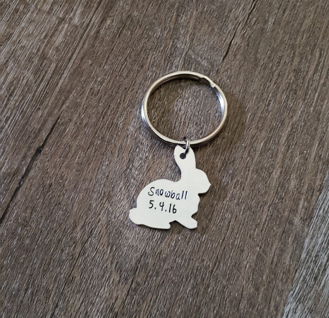 Bunny Key Chain Hand Stamped Pet Rabbit Gift Pet Loss Etsy