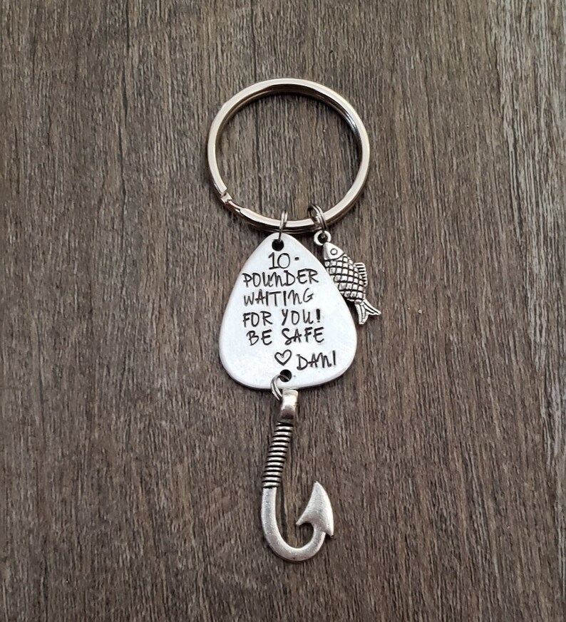 Hand Stamped Fishing Key Chain Fathers Day Gifts for Men Etsy