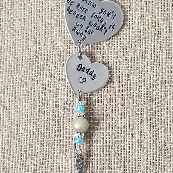 Bridal Bouquet Charm- Hand Stamped- Bride Accessories- In Memory- Loss- Wedding Memorial- Personalized Wedding- Remembrance- Something Blue