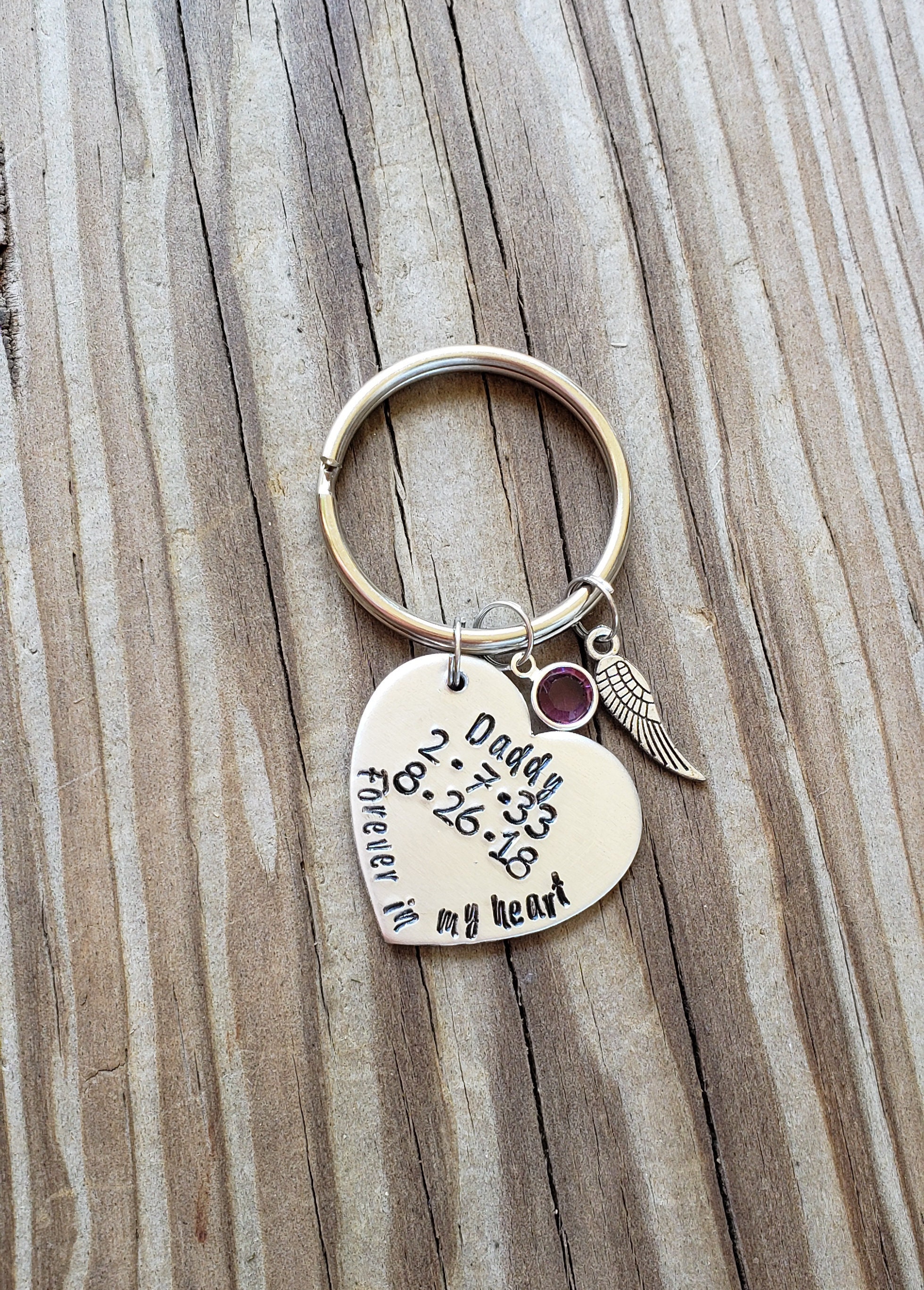 Hand Stamped Memorial Key Chain Loss Sympathy Gifts in Etsy