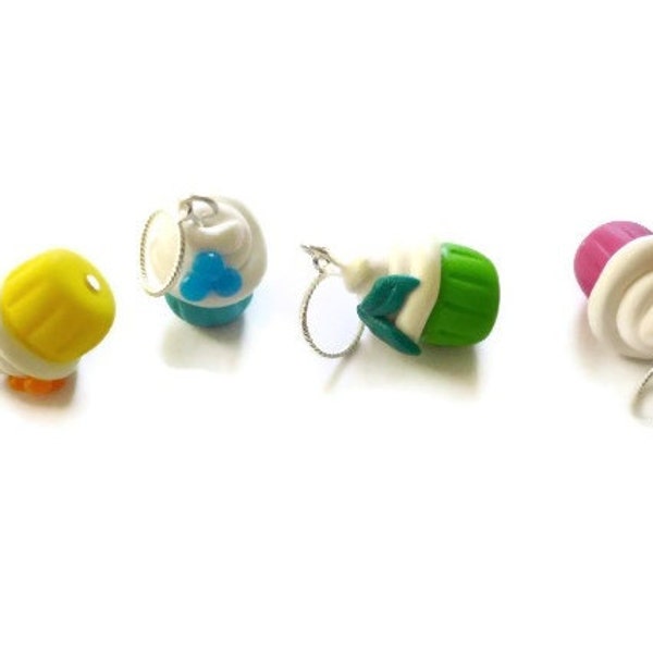 Colourful muffin stitch markers, miniature food, UK seller