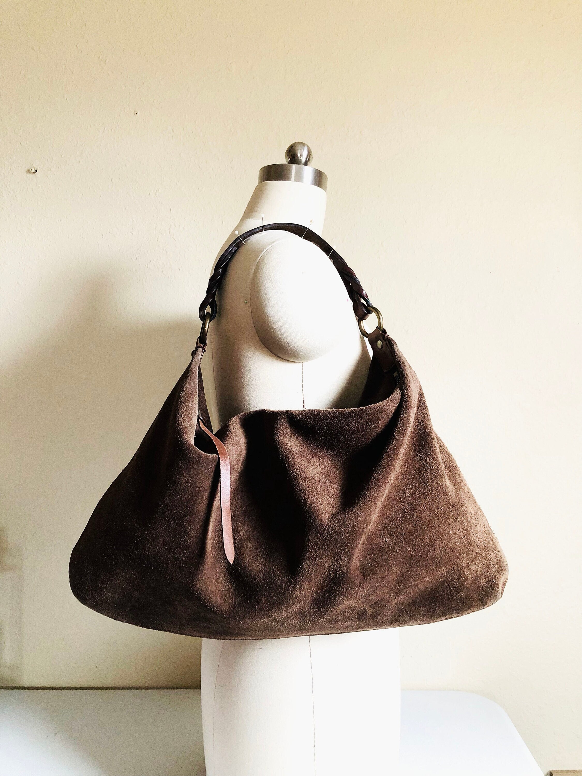 Vintage Chocolate Brown Suede Hobo Bag by GAP - Etsy