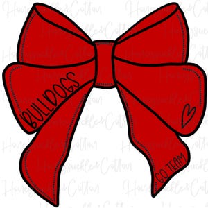 Bulldogs Bow, Red and Black Bulldogs, School Spirit PNG