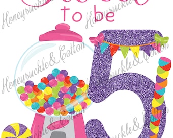 Glitter Sweet to be 5, 5th Birthday PNG, Candy