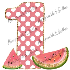 Watermelon 1st Birthday, Summer Birthday PNG, Melon