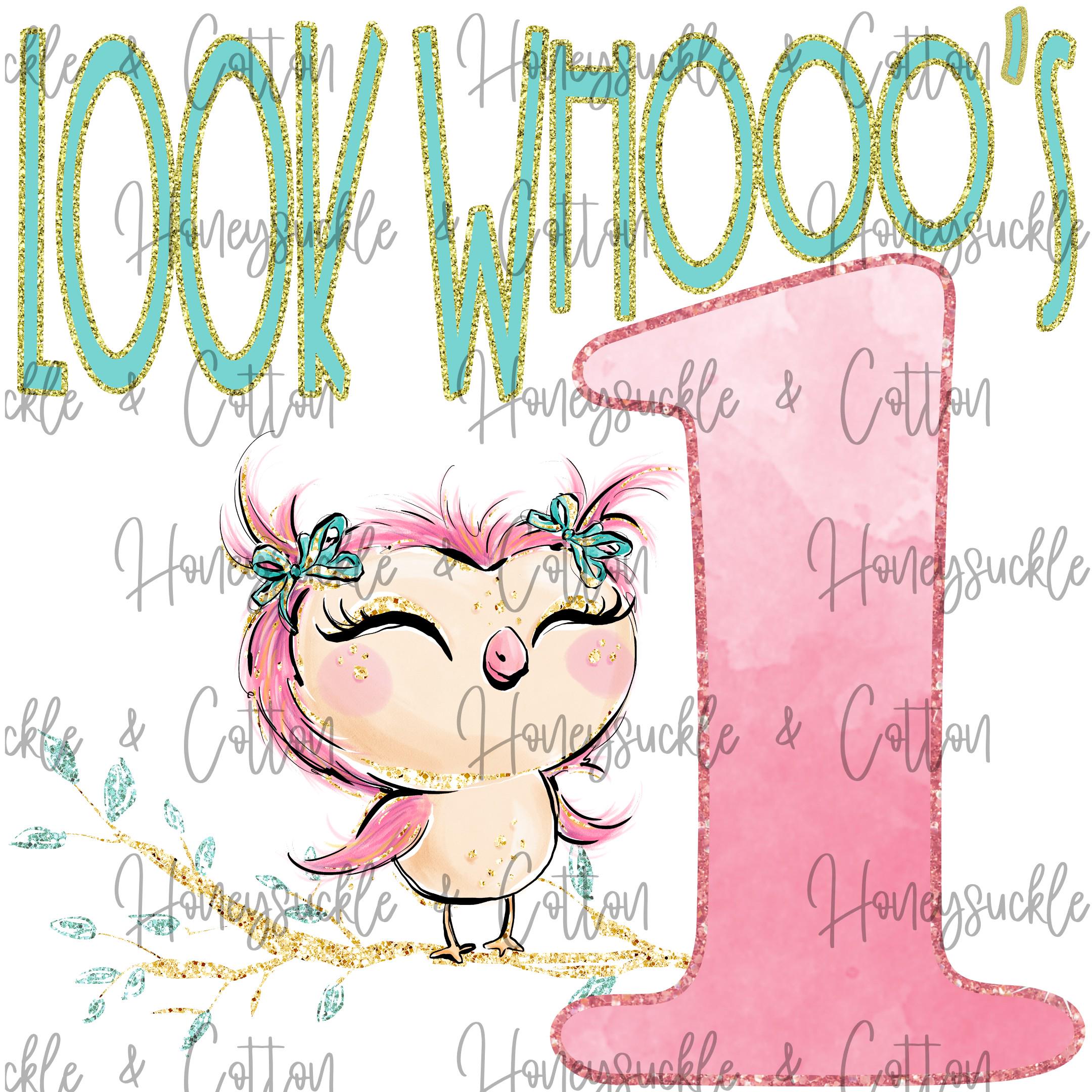Owl First Birthday, Look Who's One, PNG