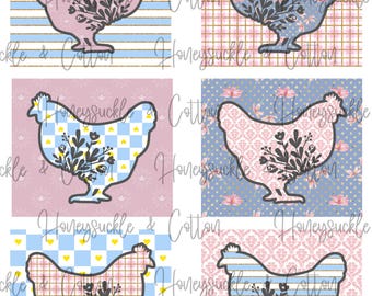 Patchwork Chicken, Pastel Chicken PNG