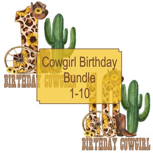 Birthday Cowgirl Bundle, Sunflower, Birthday PNG