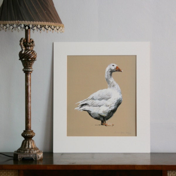 Gans - Limited Edition-Giclée-Druck von einer Gans aus original Pastell Zeichnung von Imogen Mann