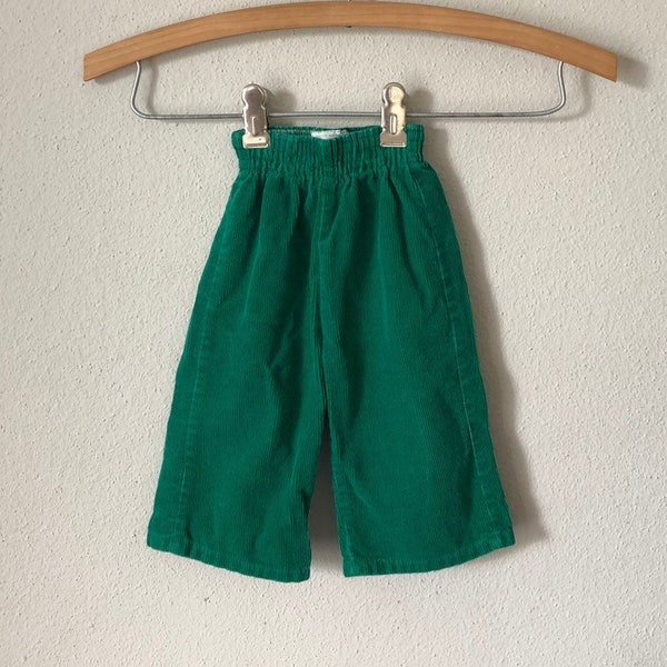 Vintage Baby Corduroy Pants - 60s 70s Green Cord Fall Autumn Winter Infant Unisex Baby Boy Girl 6 9 Months