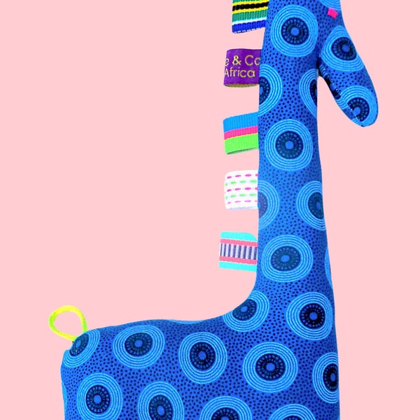Jabule la giraffe bleue turquoise - 100% coton shweshwe