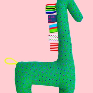 Nomusa la girafe verte - 100% katoen - Shweshwe d&#39;Afrique du Sud